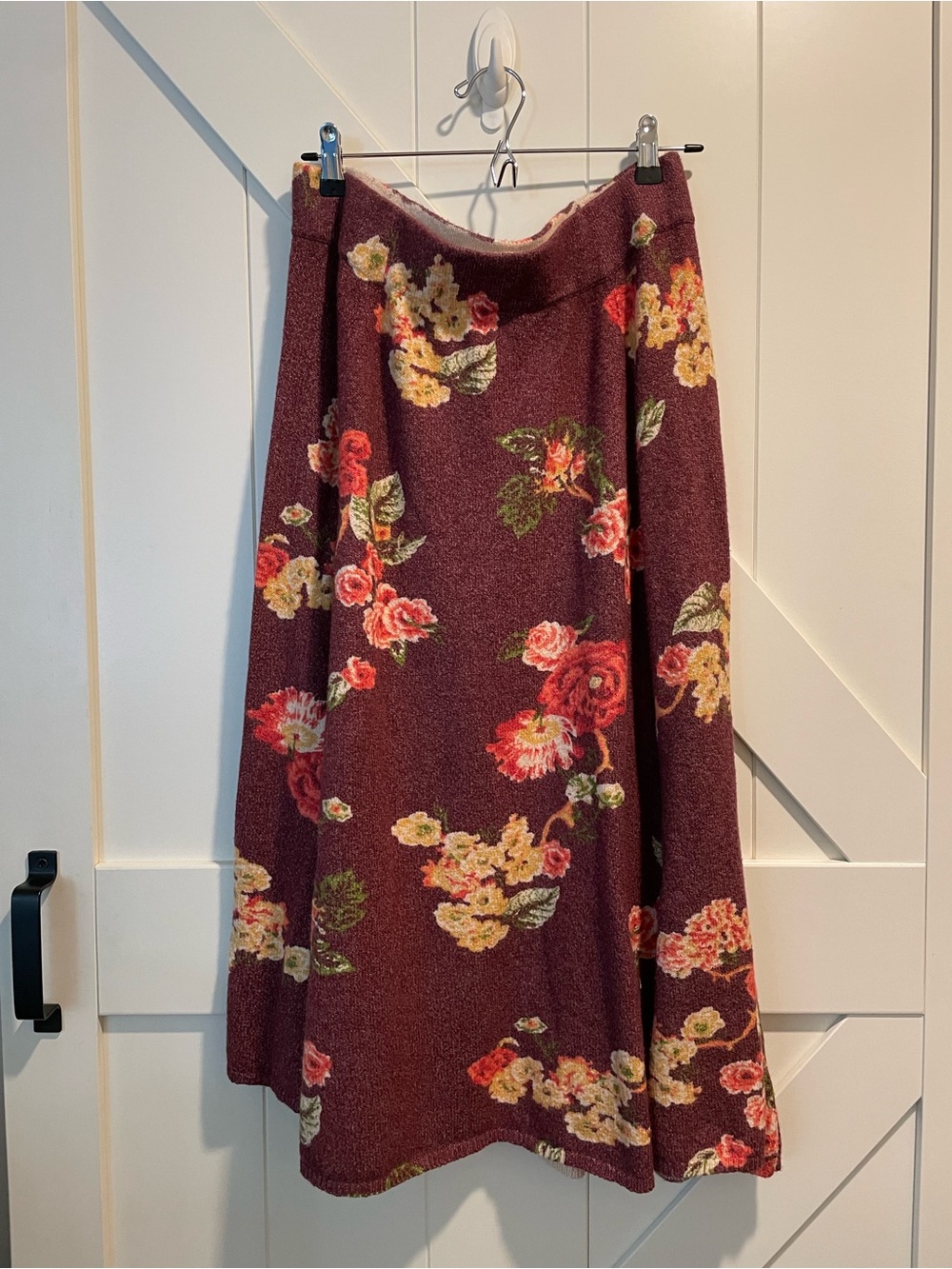 LC Lauren Conrad Wine Floral A-Line Skirt